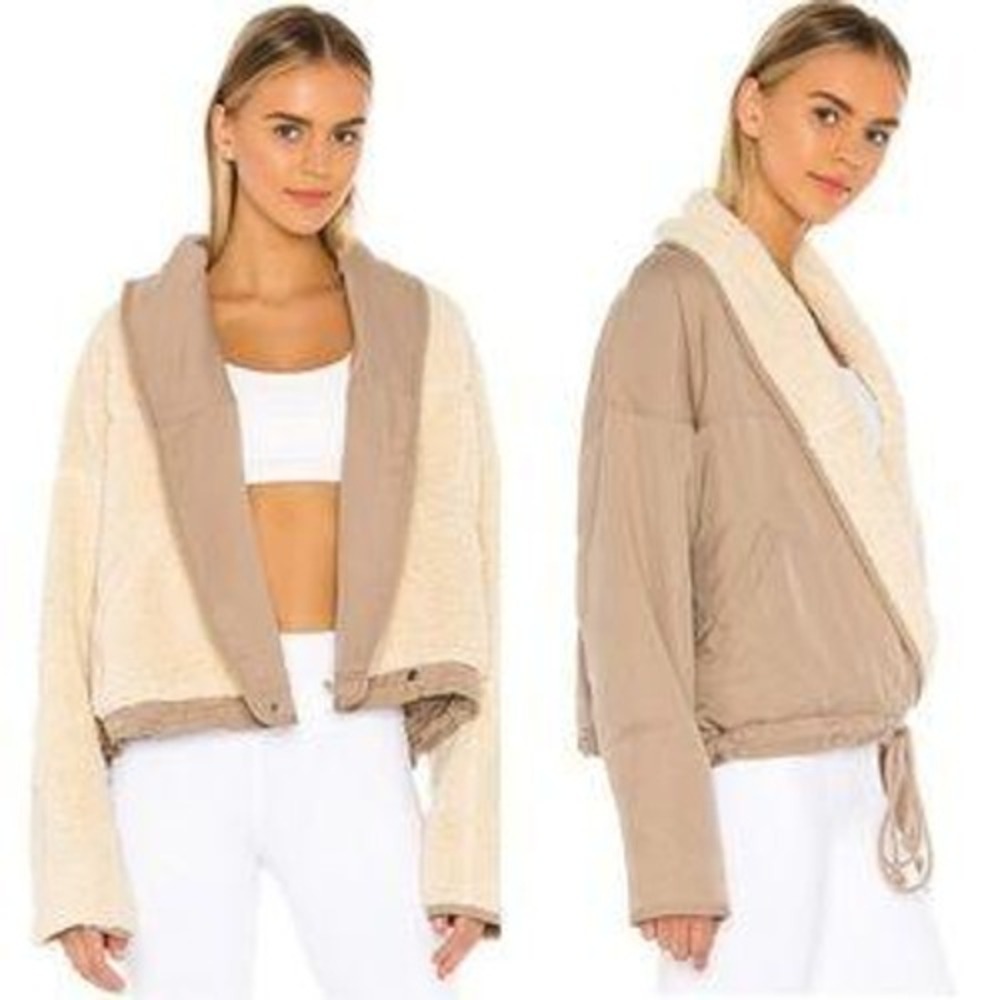 Free People Cream and Tan Teddy Jacket